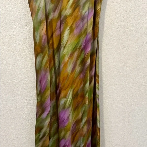 Zara Slip Dress Womens Small Tie Dye Satin Spaghetti Strap V Neck - Picture 5 of 9